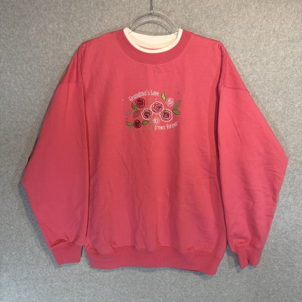 Embroidered Grandma Sweatshirt Size L Vintage M&C Sportswear Embellishments